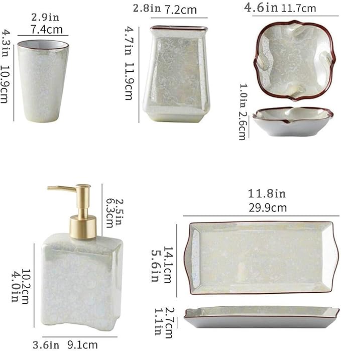 Bathroom Accessory Bathroom Accessories Sets Chinese Style 6-Piece Ceramic Accessory Set Soap Dispenser Sets
