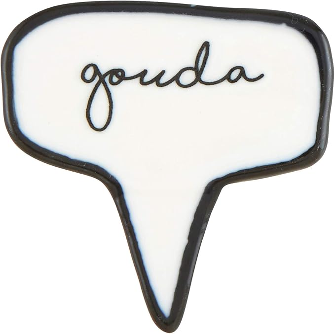 Santa Barbara Design Studio Table Sugar Ceramic Cheese Markers Set of 4, 2" x 2", White/Black