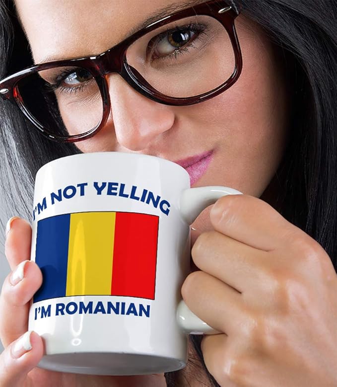 I'M Not Yelling I Am Romanian Romania Romanians Ceramic Coffee Tea Mug Cup Holiday Christmas Hanukkah Gift For Men & Women