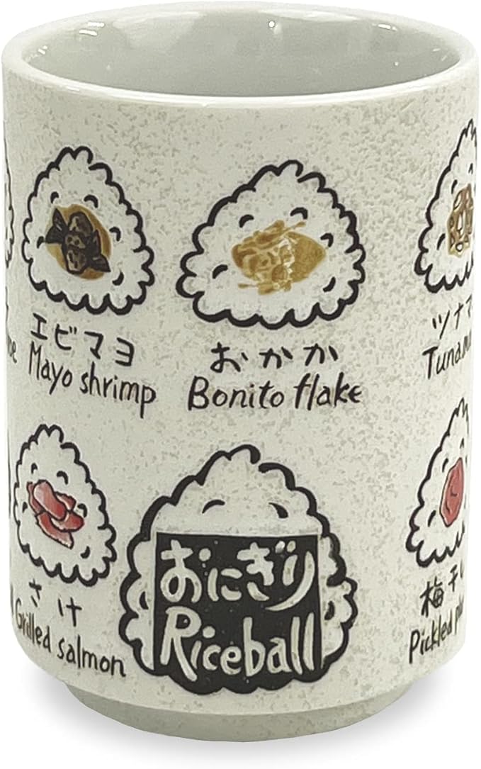 Japanese Tea Cup - Pottery 9 fl oz, Yunomi Mug, Sushi Made in Japan (C3-34 Rice ball)