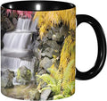 Autumn,Funny Novelty Ceramic Coffee Cups With Handle,Tropical Fall with Colorful Flowers Asian Tea Cup for Office and Home, 11 Oz,Dishwasher Microwave Safe (Black)