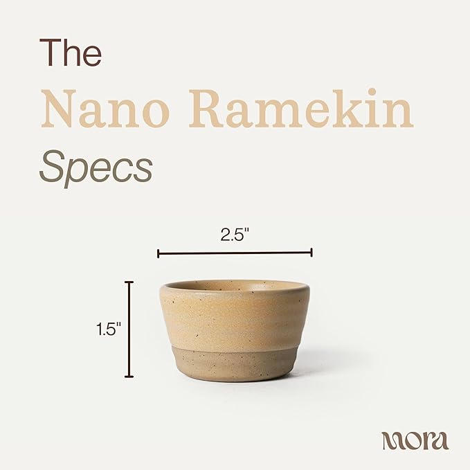 Mora Nano Ramekins Set of 4, 2oz Ceramic Pottery Sauce Cups - Microwave, Oven and Dishwasher Safe - Merrigold