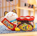 EatingBiting 9.4"x5.7" Japanese Ceramics Maneki Neko Cat & Lucky Money Pocket Ornament Collectible Figurine Storage Box Decoration Ornamental Art Sculpture Home Decor Decorative Beckoning