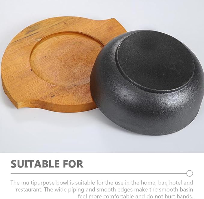 Cast Iron Bibimbap Bowl Korean Style Stone Pot Multi-Function Food Serving Bowl for Daily Use Portable Reusable Compatible with Induction Cookers