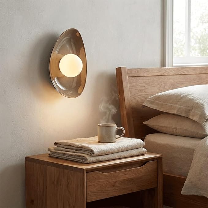 Modern Ceramic Wall Sconce Pebble Shape Wall Lamp G9 Frosted Globe Light Fixture Sculptural Art Decor for Bedroom Bedside Living Room Hallway Staircase 12 Inch H