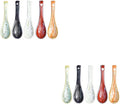 10PCS Asian Ceramic Soup Spoons with Handle Non-slip Design Tableware for Ramen Wonton Noodle Soup Dinnerware Kitchen Accessories - Colorful
