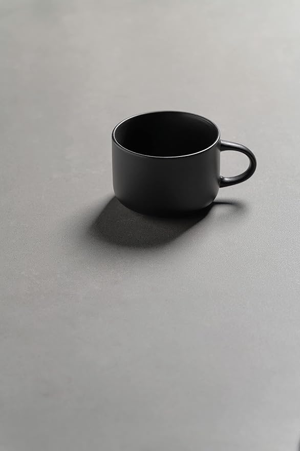 10 Strawberry Street Wazee Matte 4.75"/22 oz Oversized Mug, Set of 6, Black