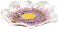 Purple Ring Dish Engagement Gift for Christmas, Flower Jewelry Dish 6.5" x 1.4 inch, Floral Ceramic Jewelry Dish Tray, Vintage Vanity Decorative Plate for Rings, Keys, Trinkets - Purple Flower Xmas