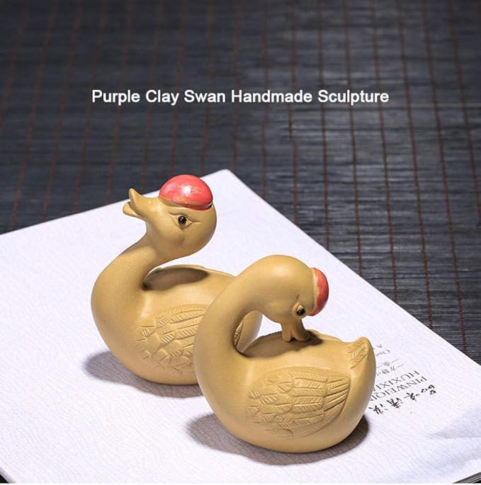 Sculpture Appreciation Bust Ornaments Statues Sculptures Purple Clay Swan Handmade Sculpture Animal Tea Pet Decoration Home Decoration Accessories Ceramic Crafts Decorative