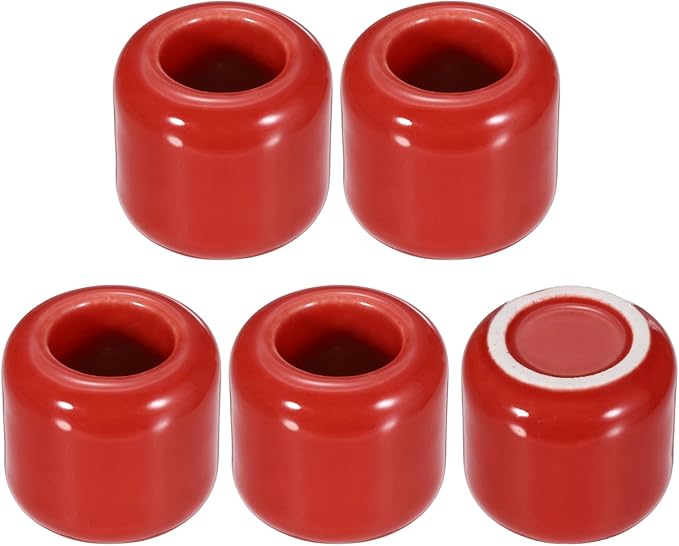 uxcell 5 Pcs Ceramic Chime Candle Holders, Small Ceramic Candle Holders for Birthday Parties Dinners Weddings Table Centerpiece Gatherings Anniversaries Occasions, Red