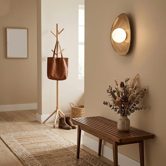Modern Ceramic Wall Sconce Pebble Shape Wall Lamp G9 Frosted Globe Light Fixture Sculptural Art Decor for Bedroom Bedside Living Room Hallway Staircase 12 Inch H