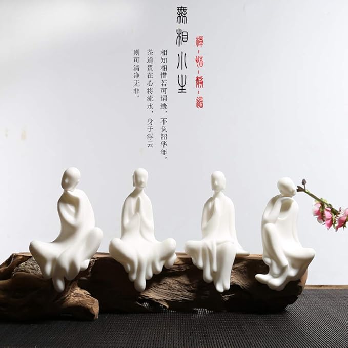 KJYHXX White Ceramic Little Monk Furniture Handmade Home Deco Creative Gift (Zen)