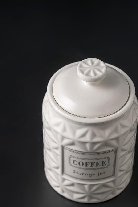 Large Azure Starfield Ceramic Canisters Sets For The Kitchen For Countertop Set of 3 Airtight Canisters For Ground Coffee Sugar Storage Jars With Lids Containers for household or kitchen use