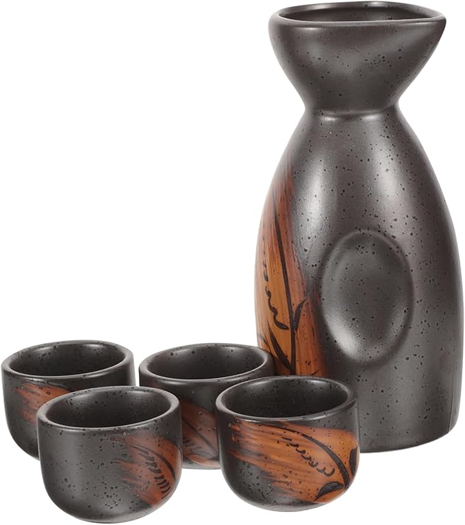 Ciieeo Japanese Sake Set Pot and Cups 5pc Porcelain Sake Cup and Pot Set Style