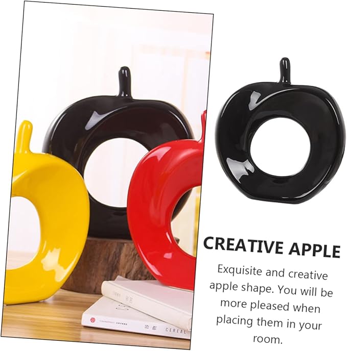 PRETYZOOM 1pc Ceramic Apple Figurine Sculpture Handmade Decorative Ornament for Desktop Decor Adorable Home Accent Present for Housewarming and Special Occasions Design
