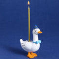 Mumufy Silly Goose Cake Candle Holders with Birthday Candle One Birthday Party Supplies Mini Cute Cake Topper Stand Candlestick for Kids Baby Shower Party Celebration, 3.15 Inch(Goose,Blue)