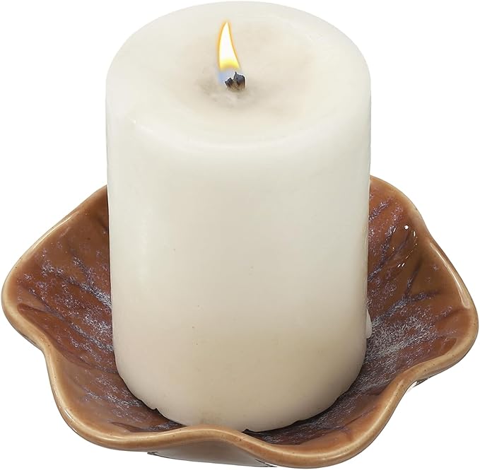 uxcell Candle Holder Plates, 4 Inch Ceramic Candle Tray Tealight Incense Holder Dish Candlestick for Tea Light Aromatherapy Wedding Rustic Vintage Home Decor, Lotus Leaf Purple