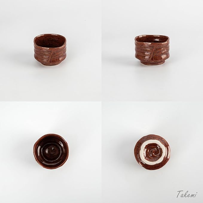 Japanese Sake Cup Set, 5 Mino Ware Guinomi Ceramic Cups with Wooden Box, Traditional Pottery for Sake Tea Snacks, Handmade in Japan (Kohogama Sake Set (5cups), Cup Size (2.5 fl oz - 75 ml))