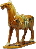 Handmade -Tang Dynasty Tri-Color Horse Sculpture Ceramic Horse-19cm Cultural Art Piece for Home,Bookcase or Office Decor (Orange)