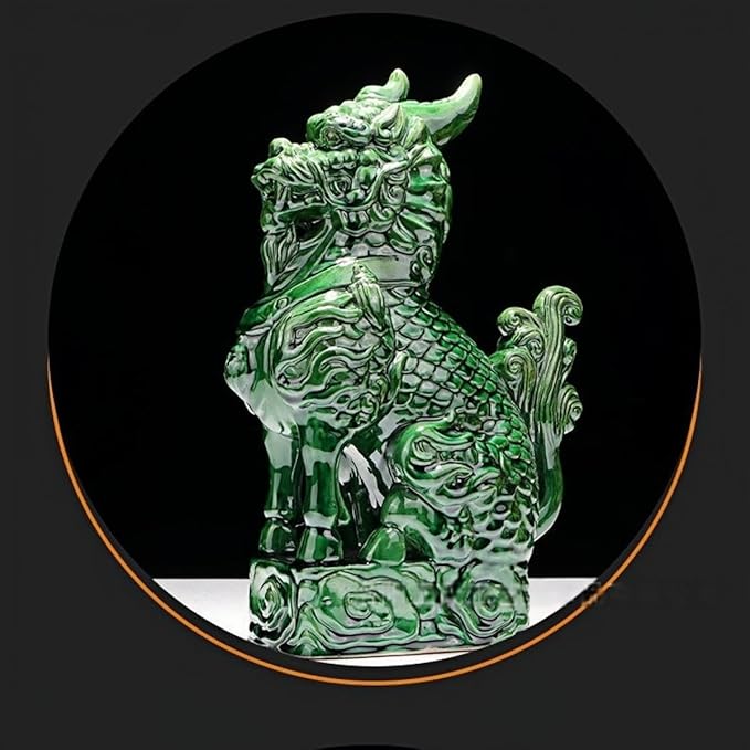 Chinese Style Sculpture Auspicious Kirin Sculpture Living Room Study Desk Desktop Decoration Feng Shui Ornaments Asian Art Collection - Red