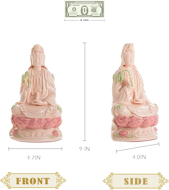 Top Ceramic Guan Yin Statue - Handmade Quan Yin, Kwan Yin, Quan Am, Kuan Yin for Meditation Altar, Female Buddha Statue - Goddess of Mercy and Compassion, Chinese Decor, Chinese Gifts