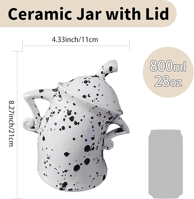 Ceramic Canister with Attitude 28oz, Spice Jars with Airtight Seal Lid for Food Storage, White Decorative Kitchen Container for Coffee Beans, Tea, Sugar, Salts, Spice and More (800ml)