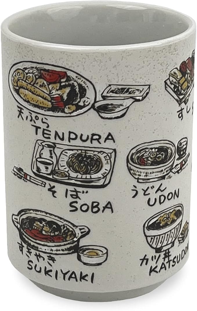 Japanese Tea Cup - Pottery 9 fl oz, Yunomi Mug, Sushi Made in Japan (C3-37 Japanese Food)