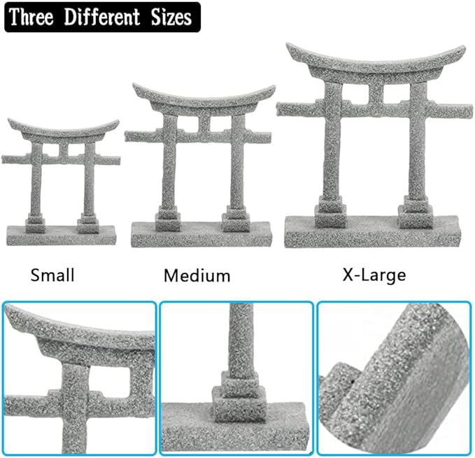 livelyfish Aquarium Decorations Asian Japanese Shinto Torii Gate Fish Tank Decorations Miniature Shrine Japan Style Ornament Underwater Landscape Decoration (X-Large)