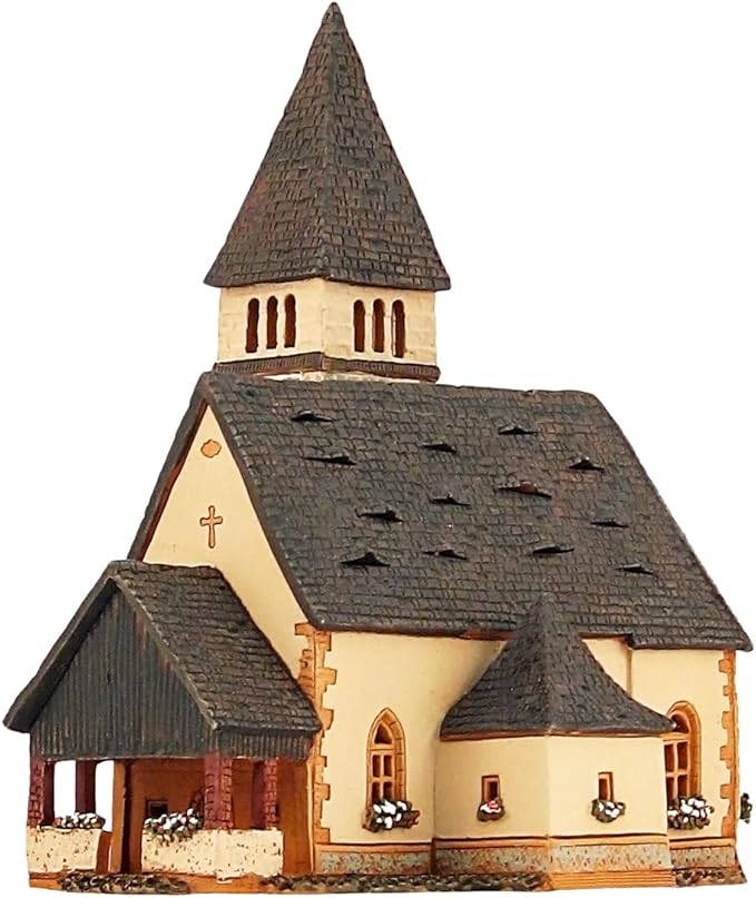 Ceramic Art Tealight Candle Holder Room Decoration Handcrafted Collectible Miniature Light House St.Michael Church in South Tyrol, Italy D334N*