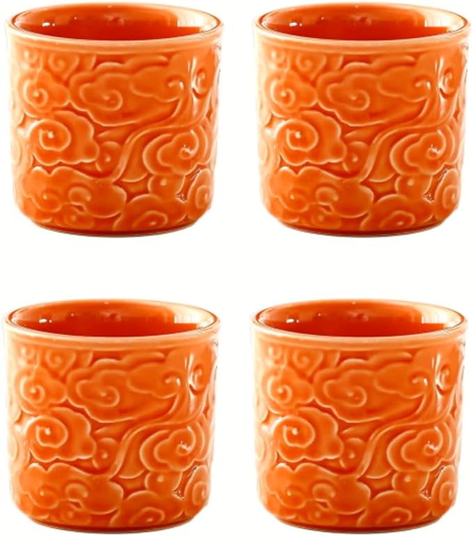 Ceramic Espresso Cups Set of 4-3oz Demitasse Cups for Coffee & Tea, No Handles, Durable & Dishwasher Safe (bisque, 4)