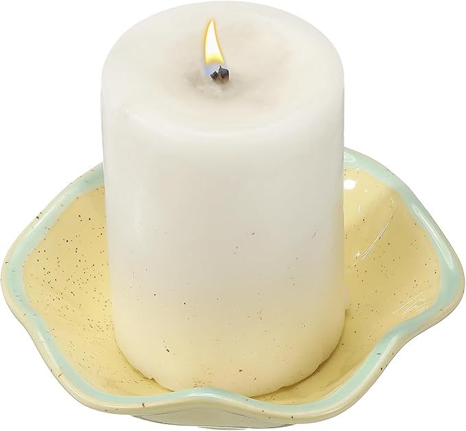 uxcell Candle Holder Plates, 4 Inch Ceramic Candle Tray Tealight Incense Holder Dish Candlestick for Tea Light Aromatherapy Wedding Rustic Vintage Home Decor, Lotus Leaf Gold