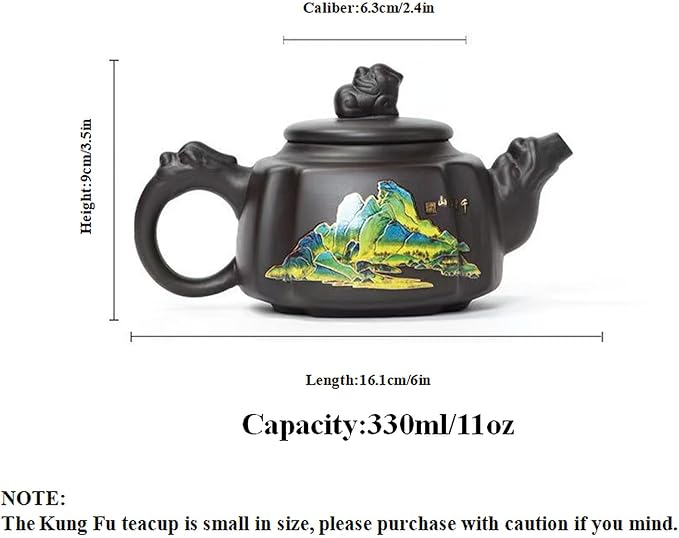 Zisha Tea Set, Chinese Tea Set with Gift Package, Suitable for Father's Day, Mather's Day, Birthday, Christmas Gifts (Square Mountain)