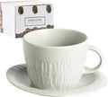 Ceramic Latte Cup with Saucer, 7 oz, Coffee Mug, Espresso Cups for Cappuccino, Milk Tea and Mocha, Dishwasher and Microwave Safe (grey)