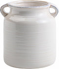 Ceramic Rustic Distressed White Flower Vase for Centerpieces, Kitchen, Office or Living Room (5.9''x6.3”)