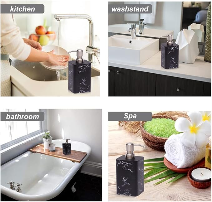 2 Pack Refillable Hand Soap Dispenser with Brushed Nickel Pump - Black