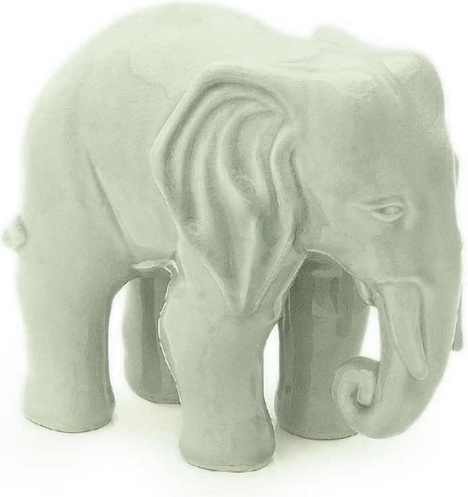 NOVICA Green Good Luck Celadon Ceramic Sculpture, 9.25" Tall 'Elephant Grace'