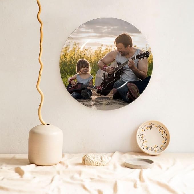 Custom Photo Ceramic Decorative Plate, Wobble-Plate Dishes with Display Stand, Handmade Ceramic Ornament, for Wall Hanging Living Room Bathroom Decor Gift, LemonChiffon-7 In