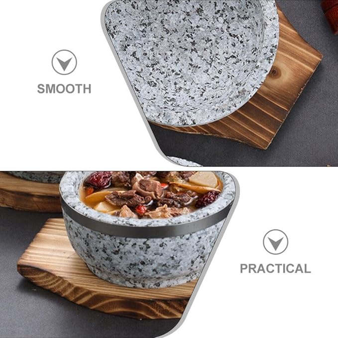 Luxshiny Korean Stone Bowl Mat Wooden Base - Pot Holder for Casserole and Soup -scalding Tabletop Accessory Inner Diameter Sturdy and Easy to Clean