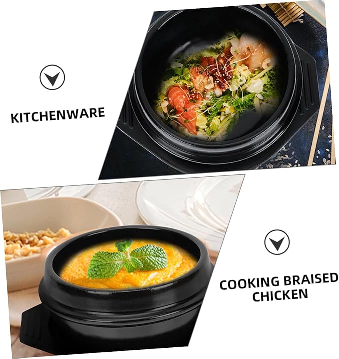 Korean Stone Pot Bibimbap Bowl Heat-resistant Ceramic Casserole Pot Cooking for Soup Stew Rice Kitchenware
