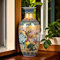 14" Jingdezhen Large Fishtail Ceramic Vase Golden Handmade Home Decorative Vase, Modern Luxury Accent for Living Room, Wedding, or Gift. Elegant Floral Arrangement Centerpiece. (G)