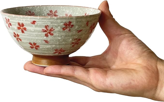 Traditional Style Japanese Ceramics Rice Bowl Chawan Pottery, Dishwasher Microwave Safe Made in Japan (Koyuki Zakura, Small (nakahira))