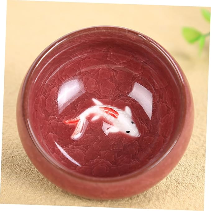 Luxshiny 6pcs Ceramic Fish Teaware Set Smooth Teaware Set Asian Tea Cup Set for Home Party Restaurant