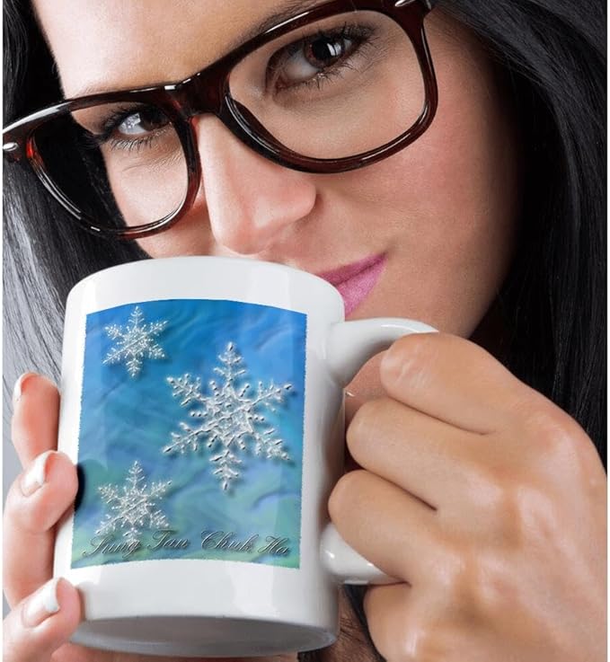 3dRose Sung Tan Chuk Ha Merry Christmas in Korean Snowflake Ceramic Mug, 11-Ounce