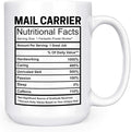 Artisan Owl Large 15 oz Ceramic Mail Carrier Mug – Funny Gift for Postal Workers, Delivery Drivers, Couriers with Unique Nutritional Facts Design