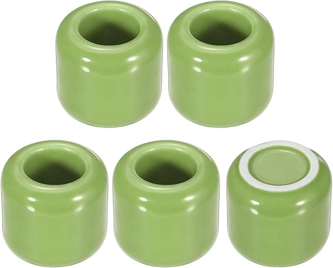 uxcell 5 Pcs Ceramic Chime Candle Holders, Small Ceramic Candle Holders for Birthday Parties Dinners Weddings Table Centerpiece Gatherings Anniversaries Occasions, Light Green