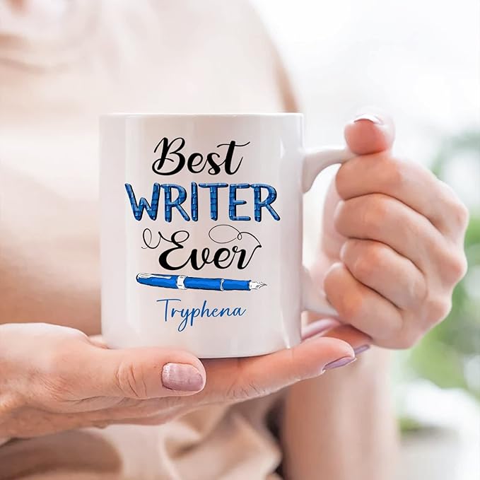 Personalized Author - Writer White Mug, Best Writer Ever Coffee Mug for Men/Women, Writer Ceramic Mug 11oz 15oz Gift for Birthday/Retirement, Customized Writing Cup Gifts for Poet/Novelist