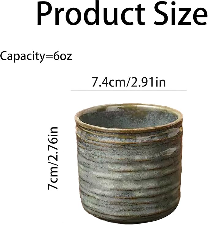 Vinitage Ceramic Mug, Japanese Tea Cup 6oz Cup No Handle Drinking Cup for Latte Milk Water Beverage Juice Microwave and Dishwasher Safe, Kiln Transformation Cup (Vintage Bronze)