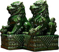Home Decoration Sculpture Ceramic Lions Pair Home Decorations Asian Art Desktop Feng Shui Ornaments Dark Green