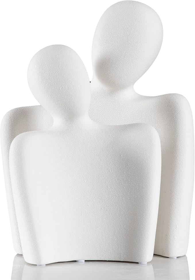 BUTILIVEEN Couple Sculptures Boho Decor, Aesthetic Statues for Coffee Table, Nightstand and Shelf, Minimalist Ceramic Art, Large, White