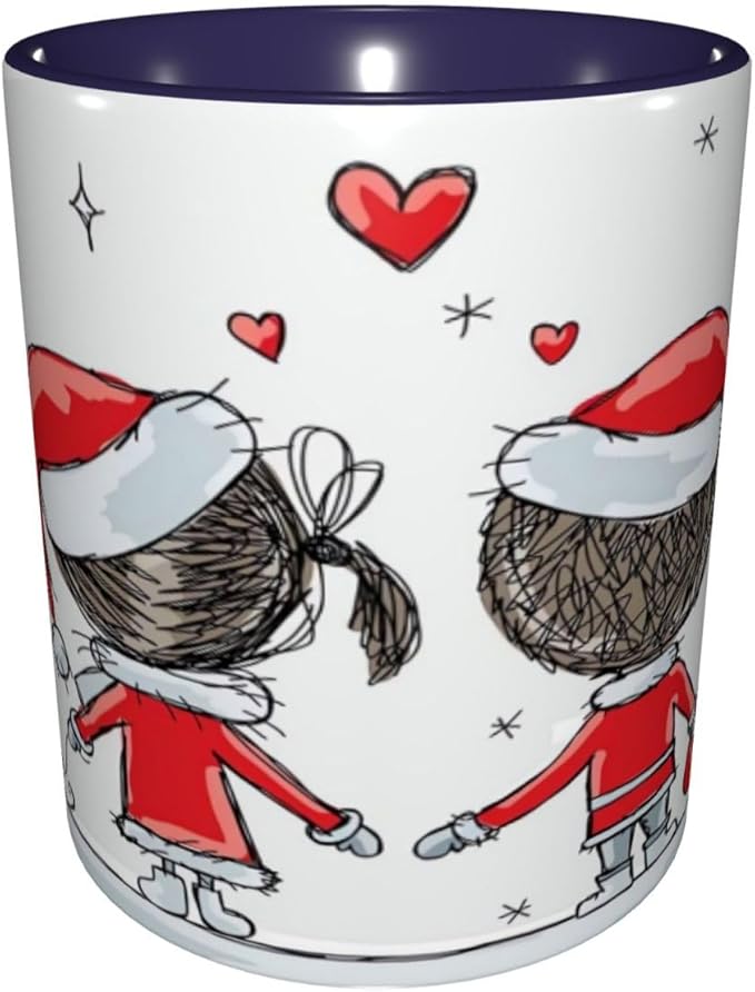 Poppy Flower,Funny Novelty Ceramic Coffee Cups With Handle,Watercolors Design of Poppy Tea Cup for Office and Home, 11 Oz,Dishwasher Microwave Safe (Navy blue)